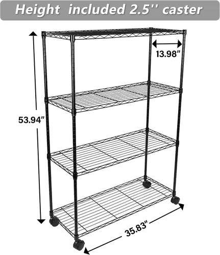 Miniatura 3 de Simple Deluxe Estantería de almacenamiento resistente de 4 estantes, 36 pulgadas de profundidad x 14 pulgadas de ancho x 55.91 pulgadas de alto