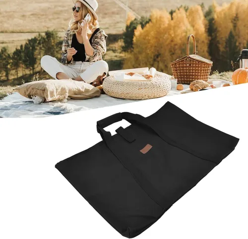 Miniatura 5 de Bolsa de almacenamiento de mesa plegable portátil con capa intermedia de esponja - Funda de transporte multifuncional al aire libre negra de tela