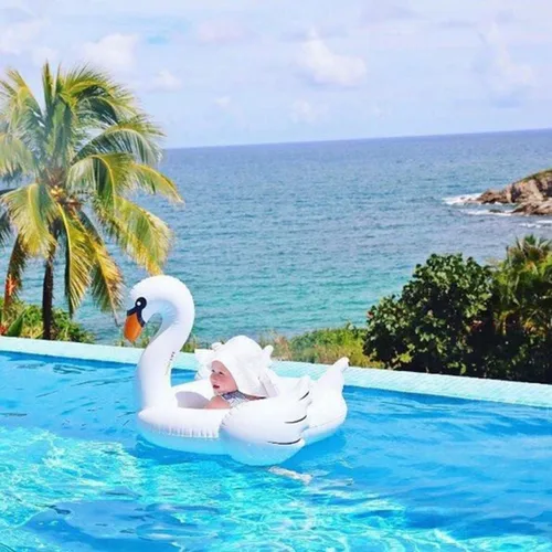 Miniatura 7 de Flotador de natación para bebé con toldo inflable para exteriores, anillo de natación para exteriores, flamenco rosa, niños pequeños de 6 meses a 48