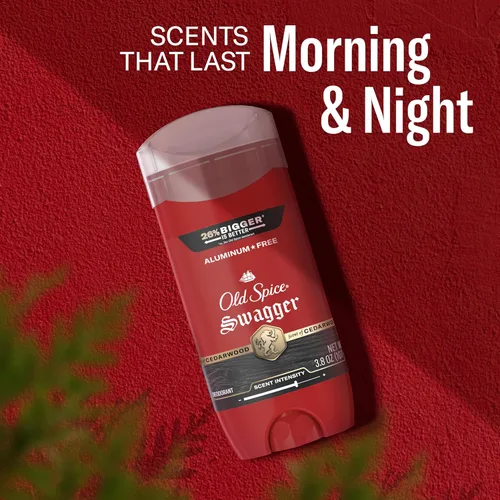 Miniatura 9 de Old Spice Desodorante sin aluminio para hombres, colección Red Zone, Swagger Invisible Solid, aroma a lima y madera de cedro, 3.8 onzas