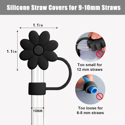 Miniatura 3 de Cubiertas de paja de flores para copas Stanley de 30 y 40 onzas, accesorios para vasos de silicona, 4 unidades, tapas de popote de silicona