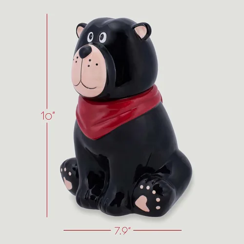 Miniatura 2 de Black Bear - Frasco de cerámica de dolomita de 10 x 7.9 pulgadas para galletas y dulces de uso diario con tapa hermética: perfecto para botes