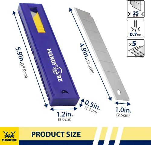 Miniatura 2 de MANUFORE Hoja de cuchillo X25 de 0.984 in, cuchillas de corte, hojas de cuchillo de oficina, paquete de 30