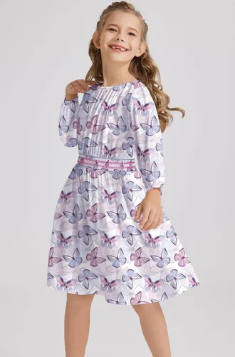 Miniatura 5 de Vestido floral con cintura fruncida para niñas, ropa de juego para la iglesia, vacaciones, vestido midi suave con bolsillos