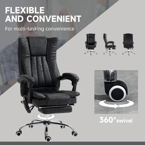 Miniatura 4 de Vinsetto Silla de oficina de masaje de vibración de 6 puntos, silla de computadora con respaldo alto con calor, altura ajustable, respaldo Negro