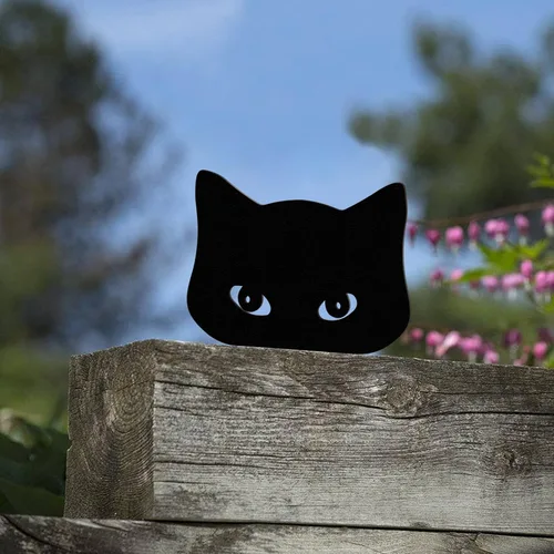 Miniatura 2 de Qmetalart Decoraciones de Gato Negro Arte de Metal para Jardín y Patio Decoración de Casa de Campo Decoración del Hogar Adornos Exteriores