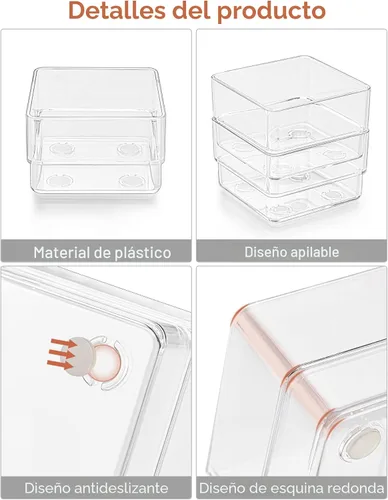 Miniatura 5 de SMARTAKE Organizador de cajones de 13 piezas con almohadillas de silicona antideslizantes, bandeja organizadora de cajones de escritorio de 5