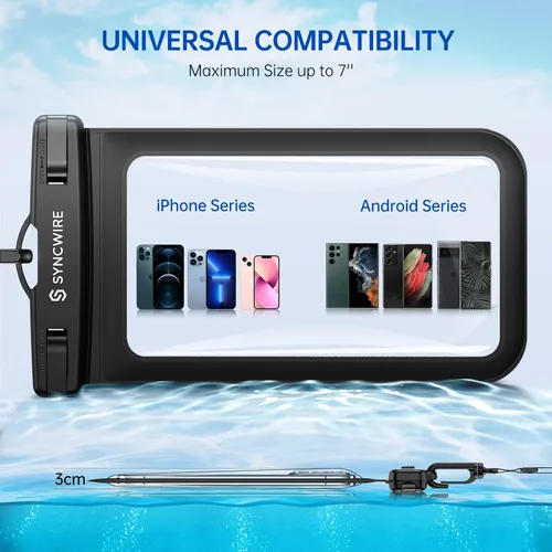 Miniatura 4 de Syncwire Funda impermeable para teléfono [paquete de 2] – Funda universal IPX8 impermeable para teléfono con cordón compatible con iPhone 13/12/11