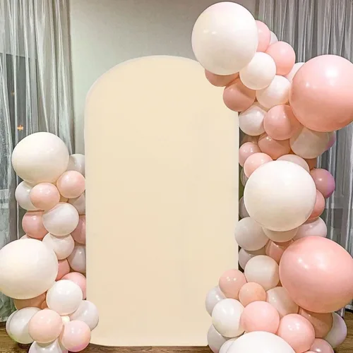 Miniatura 4 de MODFUNS Cubierta de Arco de Boda de 6 pies Beige de Spandex Cubiertas de Arco Chiara Cubierta de Telón de Fondo de Arco para Cubiertas de Arco Telón