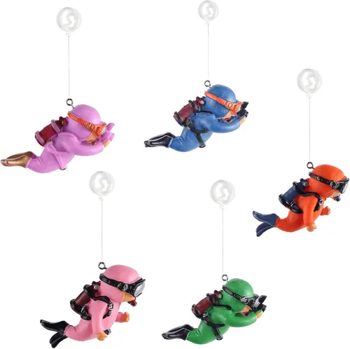 Miniatura 6 de 5 piezas de decoración flotante para pecera, lindo buceador acuario, decoración de pecera, acuario, accesorios de adorno para buzo
