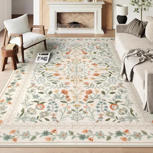 Miniatura 29 de Lahome Alfombra Floral Lavable de 3 x 5 Pies, Alfombras Pequeñas para Dormitorio, Suave Antideslizante, Alfombras para Entrada, Alfombra de Pila