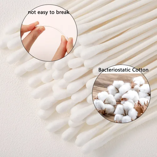 Miniatura 2 de 400 hisopos de algodón con puntas de doble precisión con palitos de cartón, brotes desechables de algodón para limpieza de maquillaje y pintura