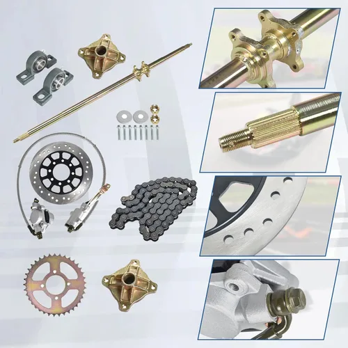 Miniatura 5 de Kit de eje trasero vivo de 44 pulgadas/1120 mm para Go Kart de cuadra con piñón, freno, rueda y cubo de reemplazo para ATV, cuadra y Go Karts