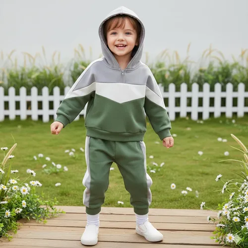 Miniatura 221 de Conjunto de ropa de otoño e invierno para bebé y niño, sudadera larga con capucha y pantalones para niños pequeños, 6, 12, 18, 24 meses, 2T