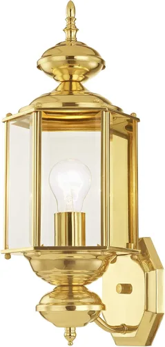 Miniatura 4 de Livex Lighting 2006-02 Basics - Farol de pared para exteriores, 1 luz, latón pulido
