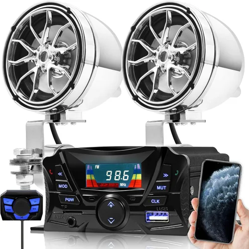 Miniatura 10 de GoHawk Altavoces para Motocicleta Bluetooth, Altavoces Impermeables y Sistema de Sonido de Audio con Amplificador, Resistente a la Intemperie, Radio