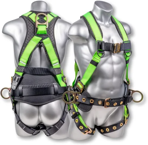 Palmer Safety Hammerhead - Arnés de seguridad acolchado de 5 puntos, pecho QCB, correas de patas con hebilla de lengua, anillos en D traseros y