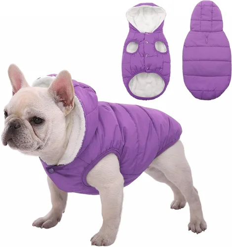Miniatura 9 de SAWMONG Abrigo de invierno impermeable para perro, chaqueta cálida con forro polar para perro con capucha, abrigo resistente al viento, chaleco