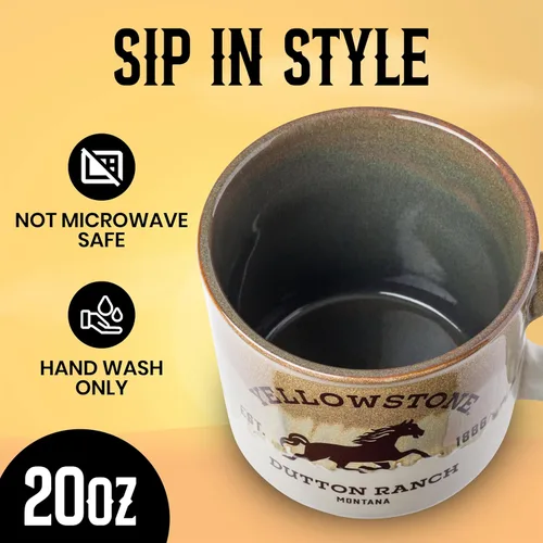 Miniatura 3 de Silver Buffalo Yellowstone Dutton Ranch Montana - Taza de cerámica de campamento con esmalte reactivo, 20 onzas