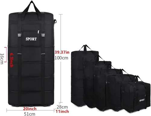 Miniatura 4 de Bolsa de viaje Oxford expandible extra grande con ruedas, impermeable, ligera, plegable, maleta, Entramado, Equipaje extensible central rígido