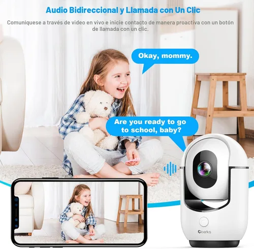 Miniatura 6 de Cloarks Cámara de seguridad panorámica/inclinable 2K, cámaras interiores WiFi para seguridad en el hogar con detección de movimiento AI, cámara