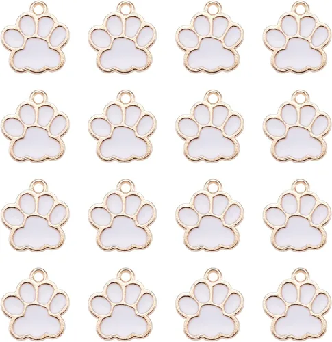 Miniatura 16 de Abalorio esmaltado con estampado de pata de perro y gato con purpurina en polvo de aleación de esmalte de gato y perro, dijes para llavero, joyería