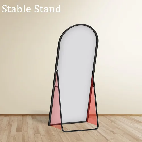 Miniatura 6 de GlasFlength Espejo de longitud completa de 56 x 18 pulgadas con soporte, marco de aleación de aluminio arqueado, de pie, versátil para colgar o Negro