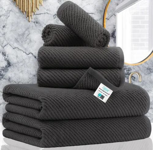 Miniatura 58 de VOOVA & MOVAS Toallas de baño amarillas – 100% algodón Secado rápido Peso Gruesas Suave, juego de 6 toallas de baño, 2 toallas grandes de 30