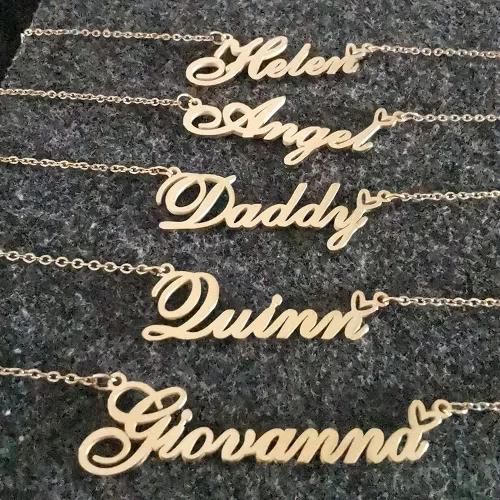Miniatura 7 de Collar con nombre personalizado personalizado con dije con nombre chapado en corazón para mujer, collar de moda personal el mejor regalo para niña