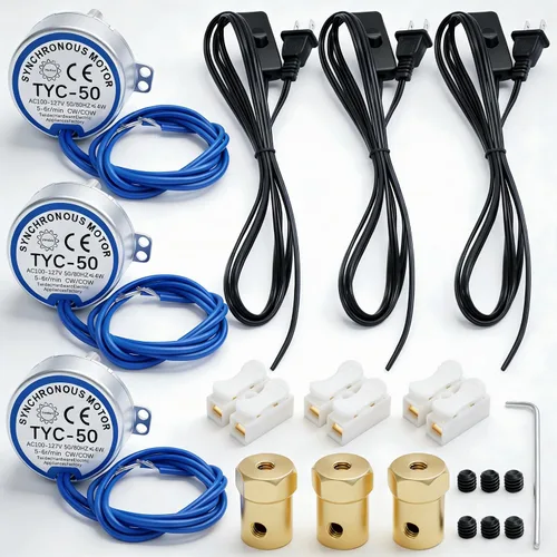 Miniatura 8 de Twidec /Motor eléctrico síncrono de la plataforma giratoria 2.5-3RPM/MIN 50/60Hz 4W CCW/CW AC100~127V Motor de sincronización para torneador
