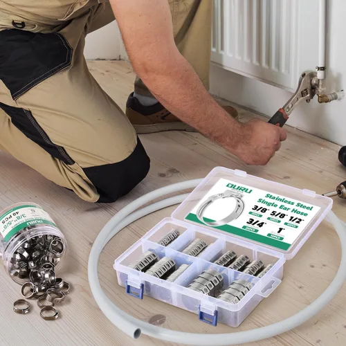 Miniatura 6 de OURU 54 piezas 1/2 Pex anillo de crimpado, abrazaderas Pex de acero inoxidable 304, abrazaderas de manguera de oreja única para accesorios Pex
