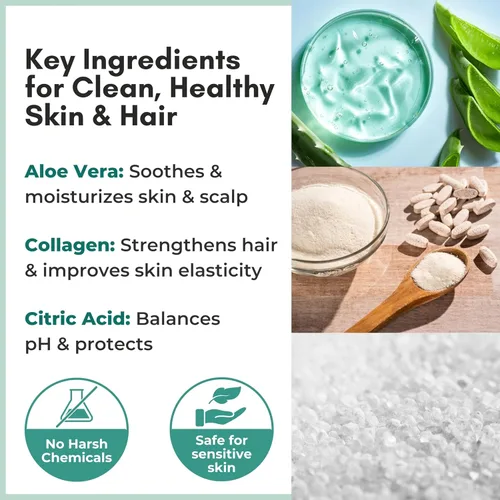Miniatura 6 de Nurture - Gel de baño y champú sin enjuague con aloe Espuma limpiadora sin agua para el cabello y el cuerpo de grado hospitalario Mujeres