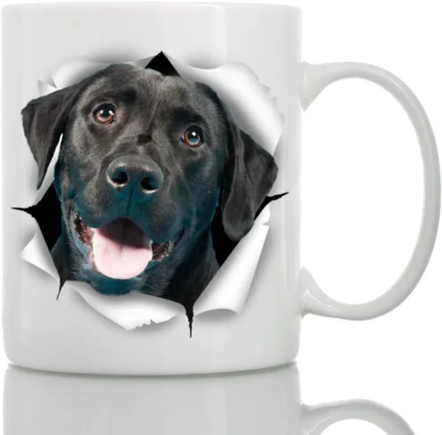 Miniatura 8 de Bonita taza de café negra con diseño de labrador para perro, divertida taza de café de cerámica, regalo perfecto para amantes de los perros, bonita