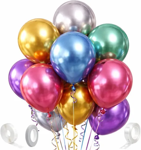 Miniatura 12 de Kit de guirnalda de globos azules y blancos plateados, 60 globos de látex de confeti azul cromado, blanco y plateado de 12 pulgadas para baby