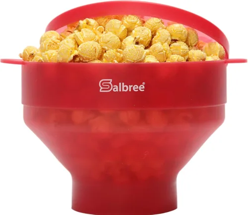 Miniatura 10 de La máquina original Salbree para palomitas de maíz plegable de silicona para microondas, cuenco microondas con capacidad para 16 tazas, utiliza aire
