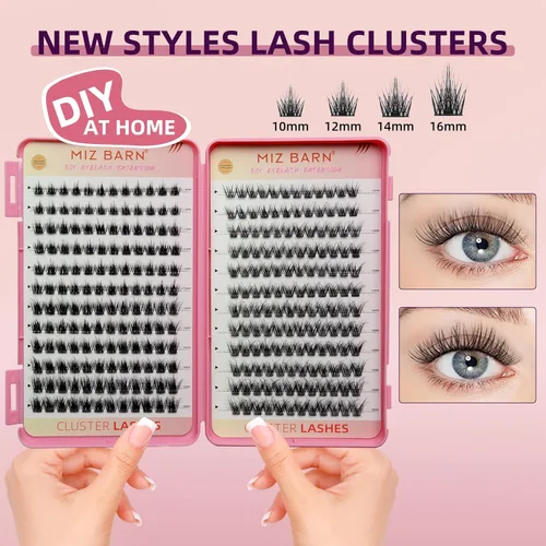 Miniatura 2 de 288 piezas racimos de pestañas DIY Extensiones de pestañas 3D Pestañas manga ultra-gran capacidad pestañas finas en racimo Kit para autoaplicación