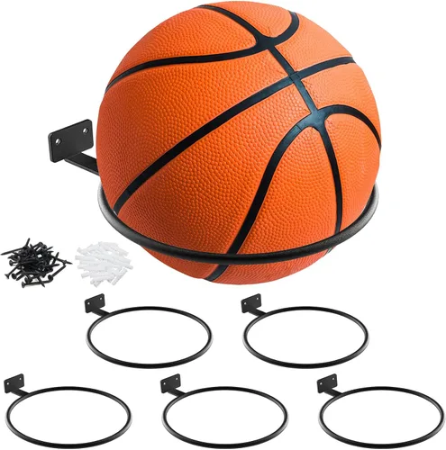 Miniatura 8 de Soporte de baloncesto Soporte de pared de fútbol Estante de exhibición de metal universal de bola Soporte para baloncesto Fútbol Voleibol