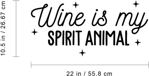Miniatura 3 de Vinilo decorativo para pared, diseño de vino es mi espíritu animal, 10.5 x 22 pulgadas, humor moderno para adultos, cursiva, beber, hogar, sala