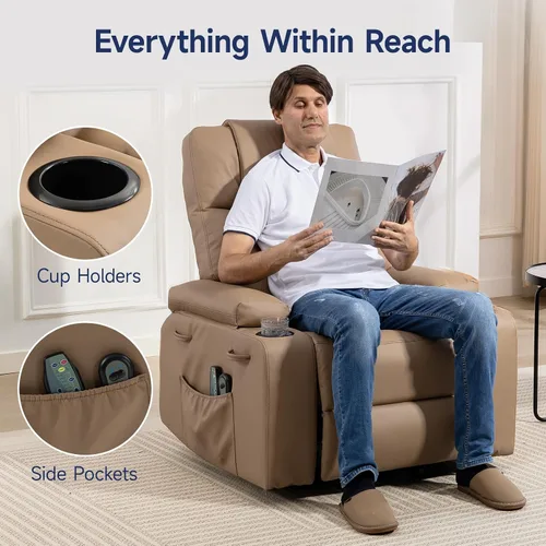Miniatura 8 de Silla Reclinable con Elevador Eléctrico para Personas Mayores con Masaje y Calor, Sillón Reclinable Eléctrico de Cuero PU Ajustable 160° con Control