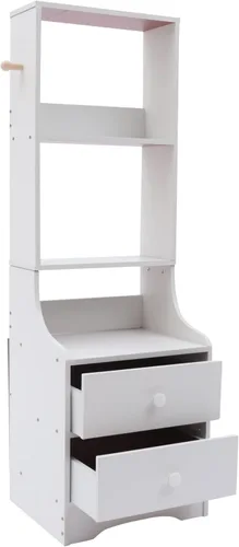 Miniatura 6 de Cómoda de 2 cajones con almacenamiento superior, mesita de noche, mesita de noche, armario de almacenamiento con estante abierto, amplio espacio