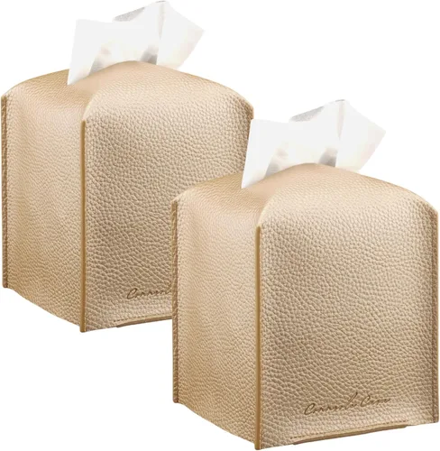 Miniatura 12 de Soporte para caja de pañuelos de piel sintética de alta calidad, elegante funda de caja de pañuelos estilo hotel para decoración del hogar, oficina