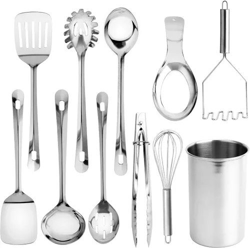 Miniatura 7 de Juego de utensilios de cocina COOK WITH COLOR - 10 piezas de primera calidad, antiadherentes y resistentes al calor, incluye volteador, servidor