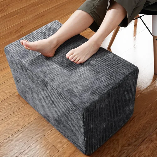 Miniatura 15 de Puf otomano rectangular, puf de relleno con relleno de trozos de espuma, suave forro polar coral peludo, otomana multiusos para sala de estar, blanco