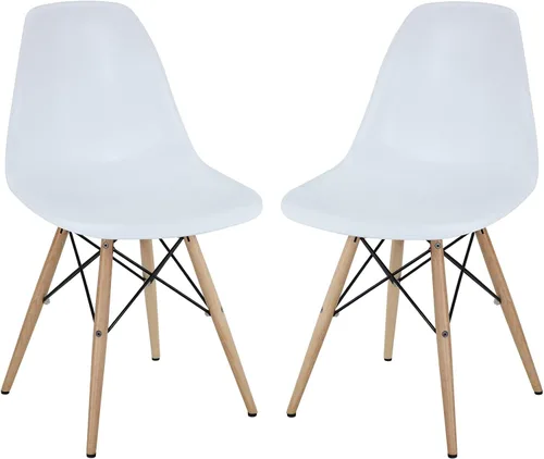 Miniatura 12 de Modway Sillas laterales piramidales con patas de madera natural en negro - Juego de 4