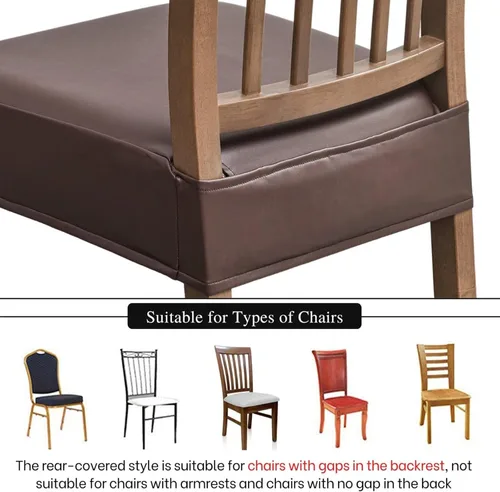 Miniatura 4 de NILUOH Fundas impermeables para asientos de sillas de comedor, juego de 2, fundas de asiento de cuero PU para sillas de comedor, fundas de asiento
