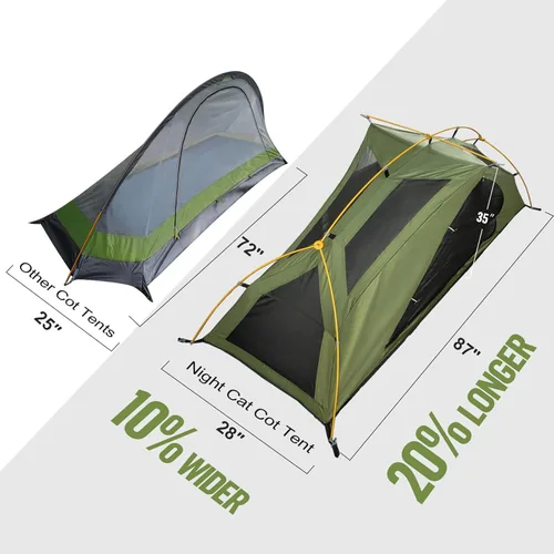 Miniatura 3 de Night Cat Tienda de campaña para cuna – Impermeable para 1 persona fuera del suelo Combo cama para adultos portátil fácil instalación tienda