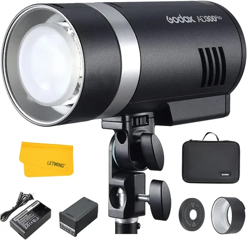 Godox AD300 Pro AD300Pro - Luz estroboscópica para exteriores, 300 W TTL HSS 1/8000s Studio Flash, 320 flash de potencia completa, batería de litio