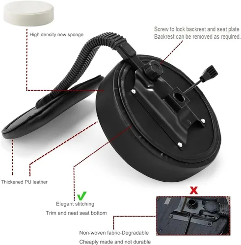 Miniatura 6 de Kaleurrier Taburete giratorio con ruedas y soporte para espalda (color negro con reposapiés)