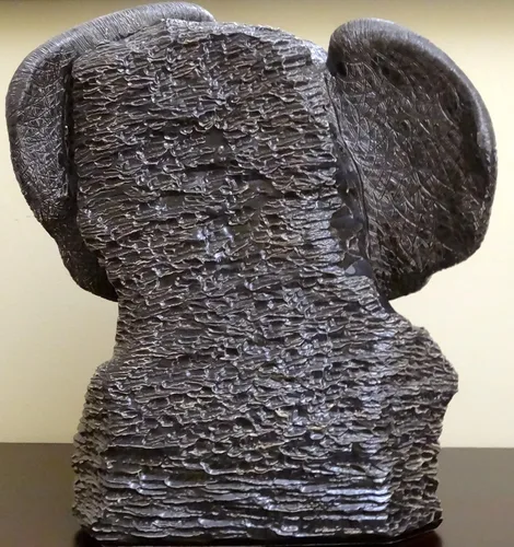 Miniatura 5 de De Rosa Busto de elefante negro grande de cerámica esculpida hecha a mano tamaño galería