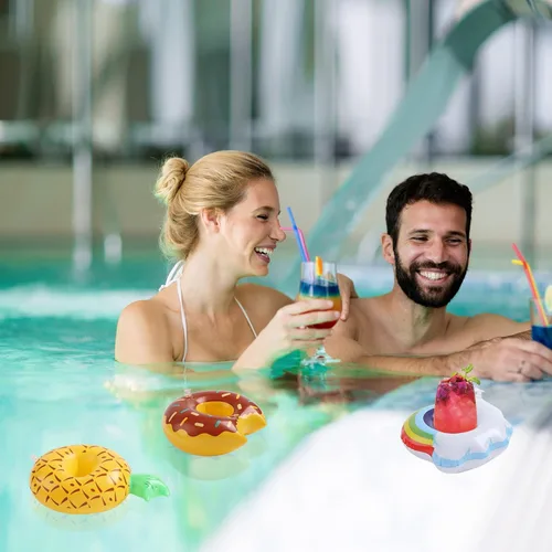 Miniatura 2 de Kleeblatt Flotadores de bebidas para piscina, soportes inflables para bebidas, portavasos flotantes, flotadores de bebidas para fiesta en la piscina